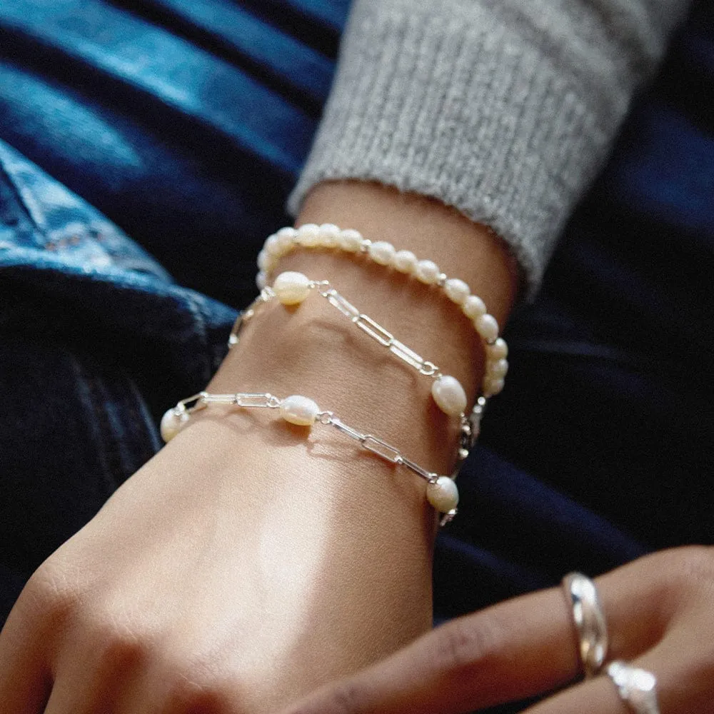 Pearl Chunky Chain Bracelet Sterling Silver sold by Daisy Jewellery product image thumbnail 4