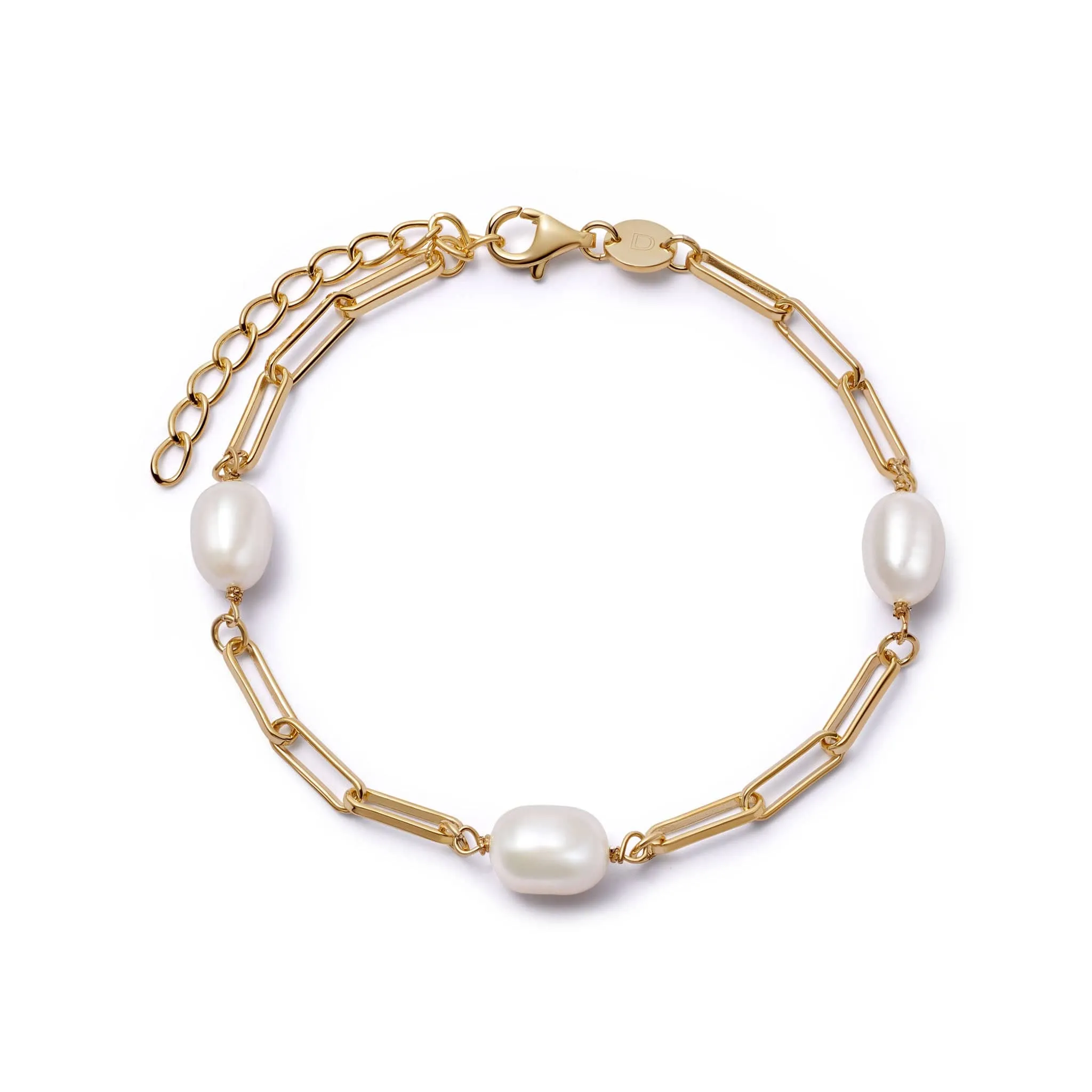 Pearl Chunky Chain Bracelet 18ct Gold Plate sold by Daisy Jewellery