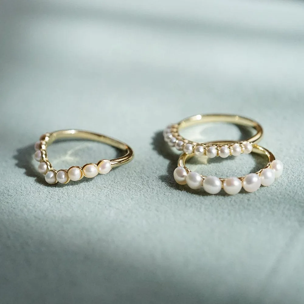 Chunky Pearl Band Ring 18ct Gold Plate sold by Daisy Jewellery product image thumbnail 3