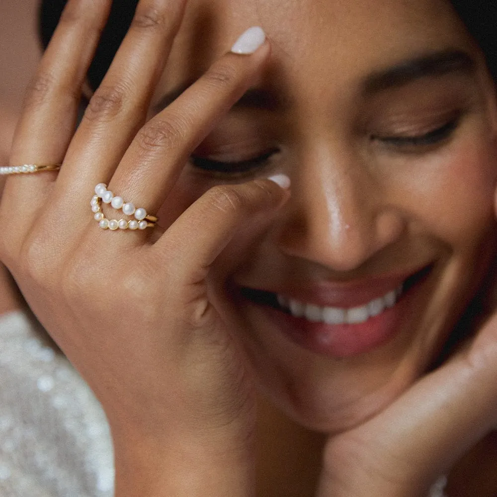 Chunky Pearl Band Ring 18ct Gold Plate sold by Daisy Jewellery product image thumbnail 4