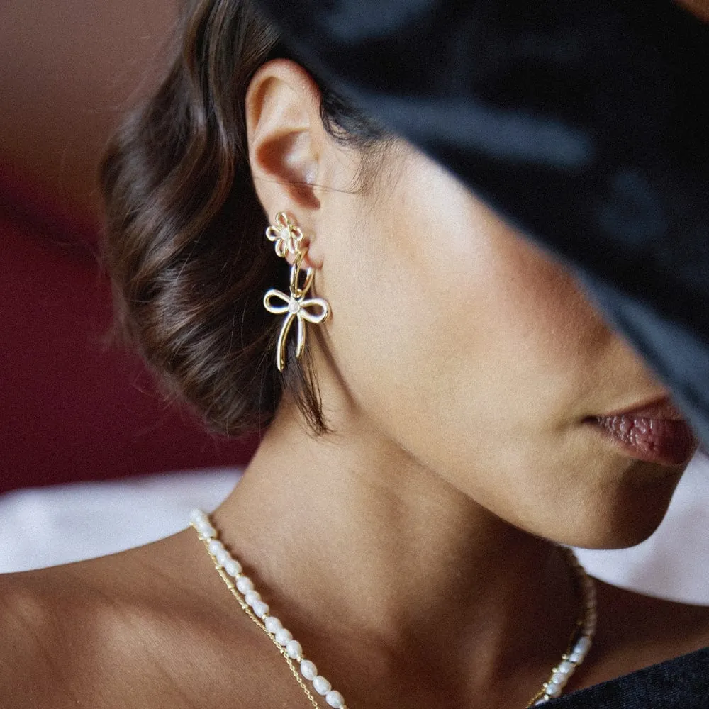 Daisy Bow Stud Earrings 18ct Gold Plate sold by Daisy Jewellery product image thumbnail 2