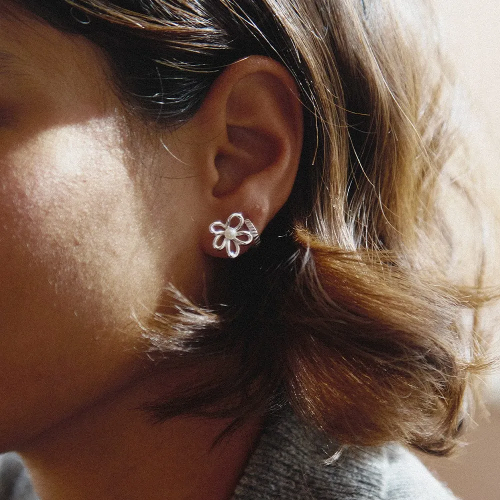 Daisy Bow Stud Earrings Sterling Silver sold by Daisy Jewellery product image thumbnail 2