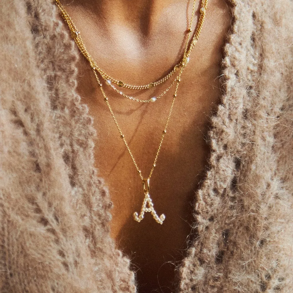Pearl Initial Charm Necklace 18ct Gold Plate sold by Daisy Jewellery product image thumbnail 2