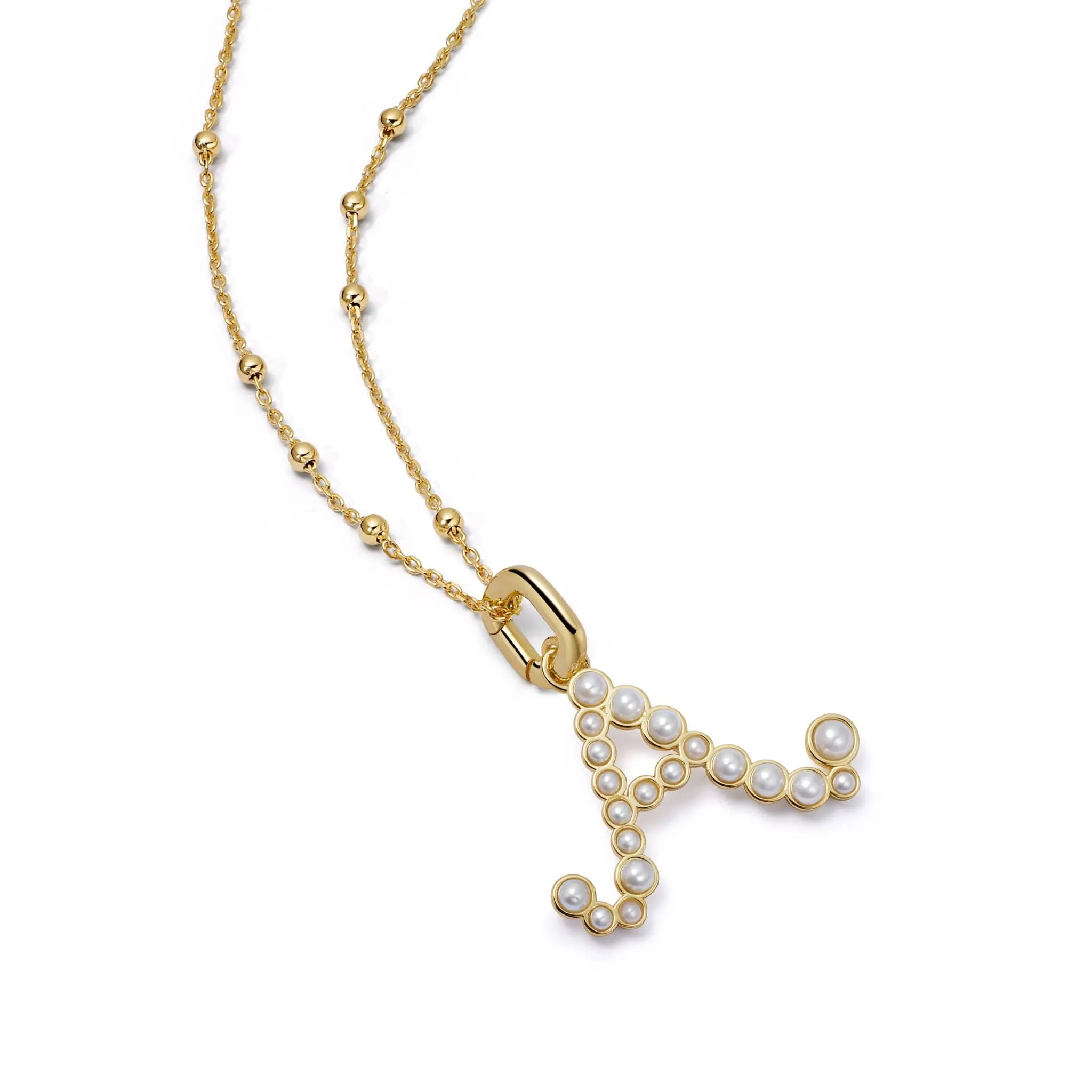 Pearl Initial Charm Necklace 18ct Gold Plate sold by Daisy Jewellery