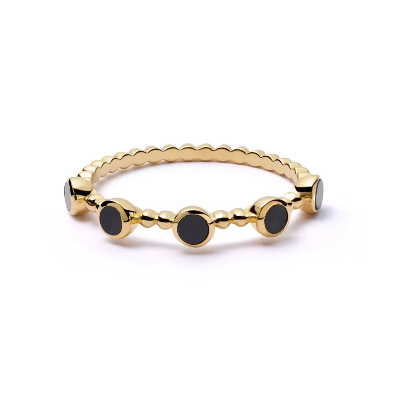 Polly Sayer Black Onyx Bobble Ring 18ct Gold Plate sold by Daisy Jewellery