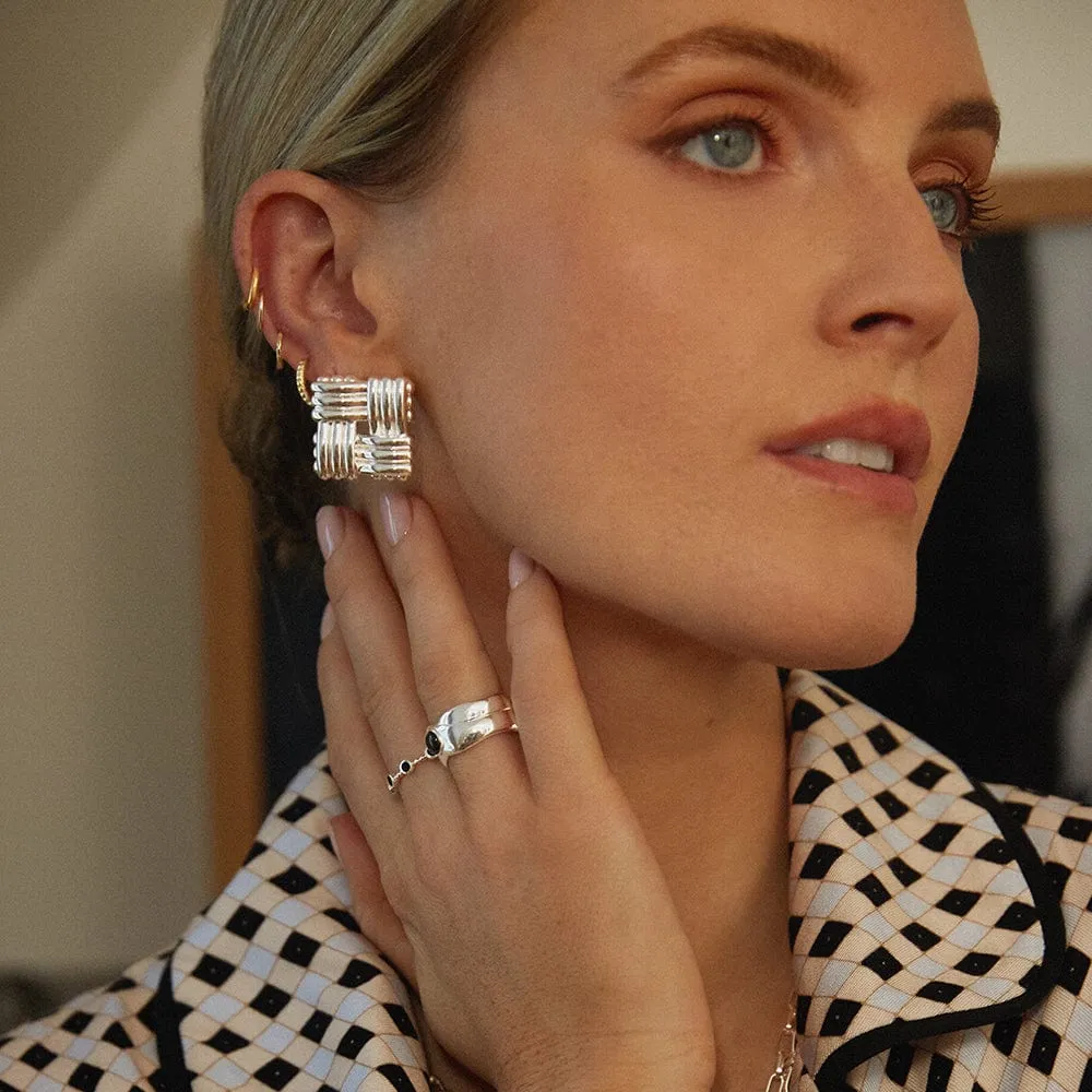 Polly Sayer Oversized Lattice Stud Earrings Silver Plate sold by Daisy Jewellery product image thumbnail 2