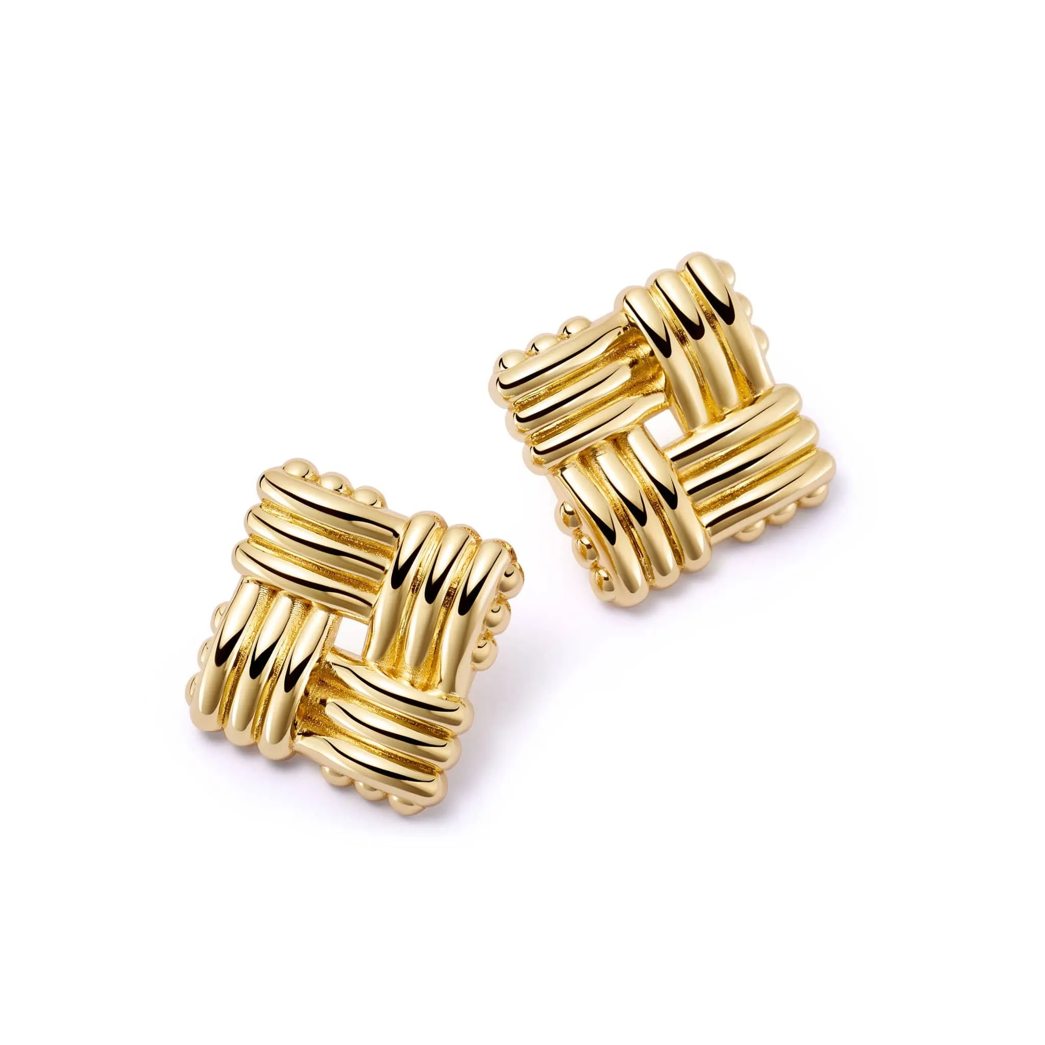 Polly Sayer Oversized Lattice Stud Earrings 18ct Gold Plate sold by Daisy Jewellery