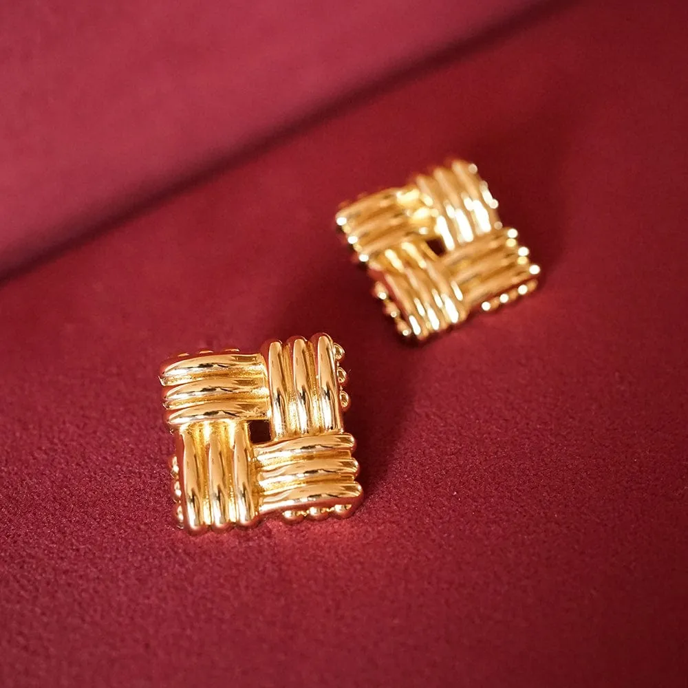 Polly Sayer Oversized Lattice Stud Earrings 18ct Gold Plate sold by Daisy Jewellery product image thumbnail 3