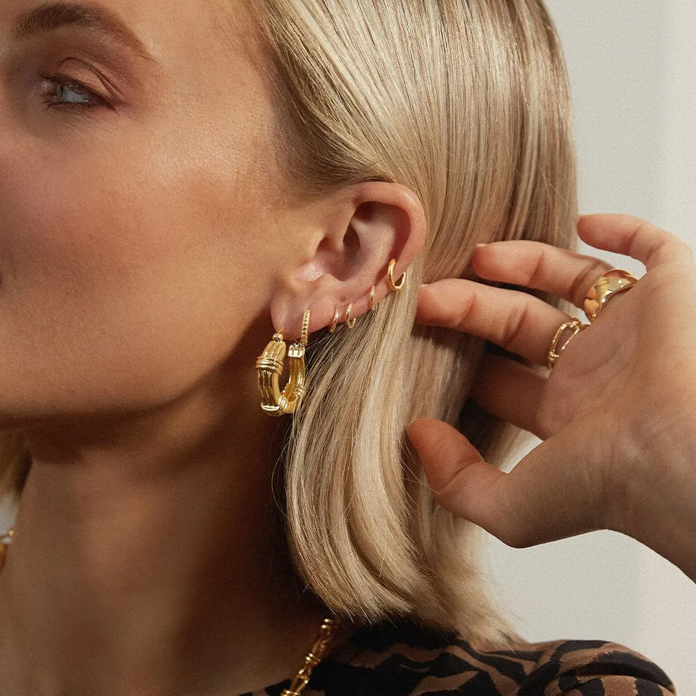 Polly Sayer Triple Ridge Chunky Hoop Earrings 18ct Gold Plate sold by Daisy Jewellery product image thumbnail 2
