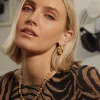 Polly Sayer Triple Ridge Chunky Hoop Earrings 18ct Gold Plate sold by Daisy Jewellery