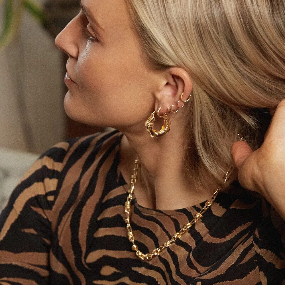 Polly Sayer Triple Ridge Chunky Hoop Earrings 18ct Gold Plate sold by Daisy Jewellery product image thumbnail 5