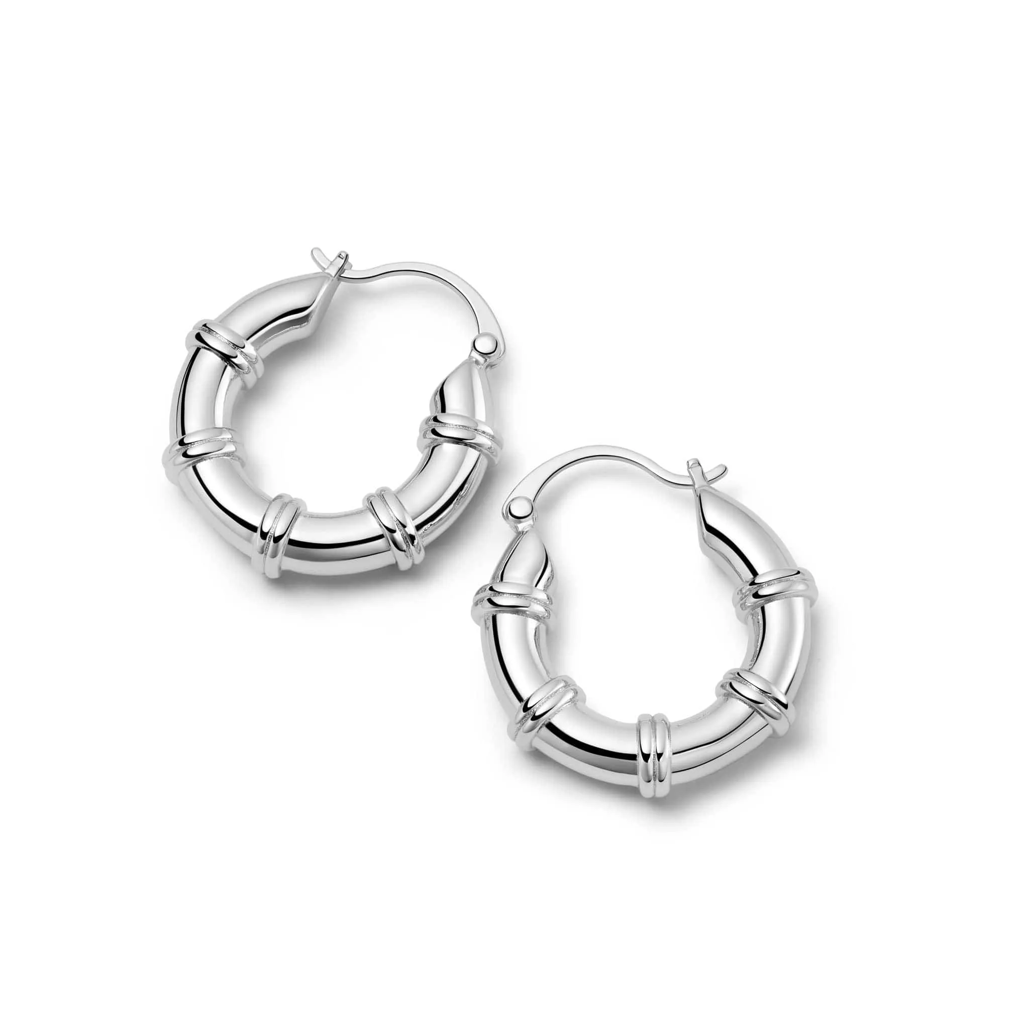 Polly Sayer Chunky Hoop Earrings Silver Plate sold by Daisy Jewellery