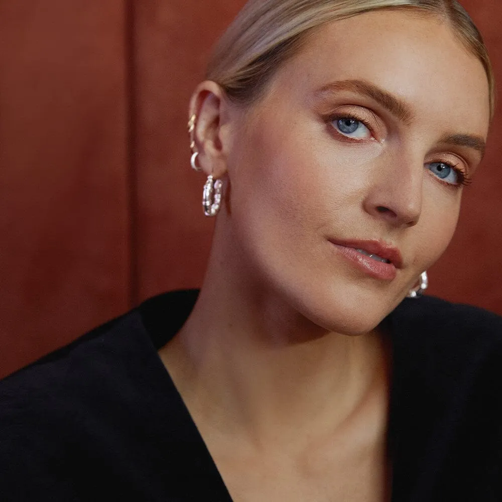 Polly Sayer Chunky Hoop Earrings Silver Plate sold by Daisy Jewellery product image thumbnail 4