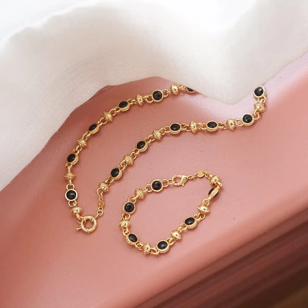 Polly Sayer Black Onyx Chain Necklace 18ct Gold Plate sold by Daisy Jewellery product image thumbnail 3