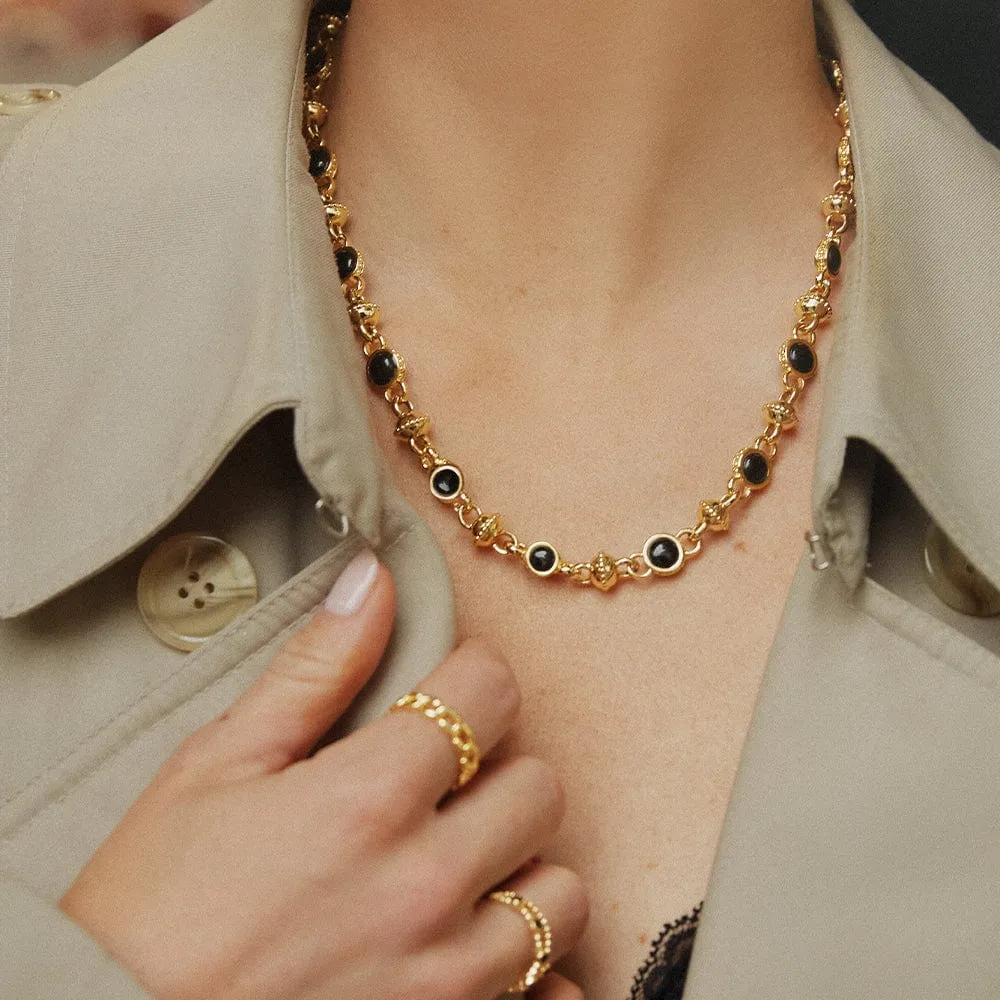 Polly Sayer Black Onyx Chain Necklace 18ct Gold Plate sold by Daisy Jewellery product image thumbnail 2