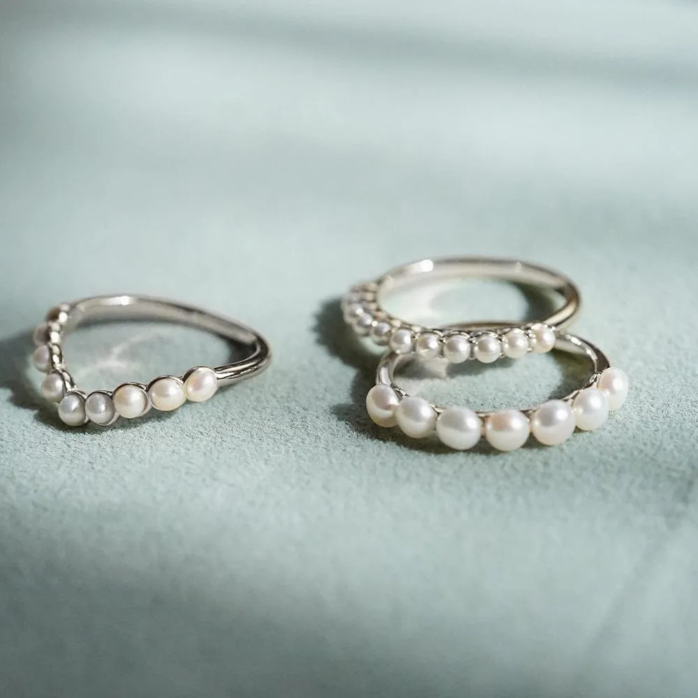 Mini Pearl Band Ring Sterling Silver sold by Daisy Jewellery product image thumbnail 2