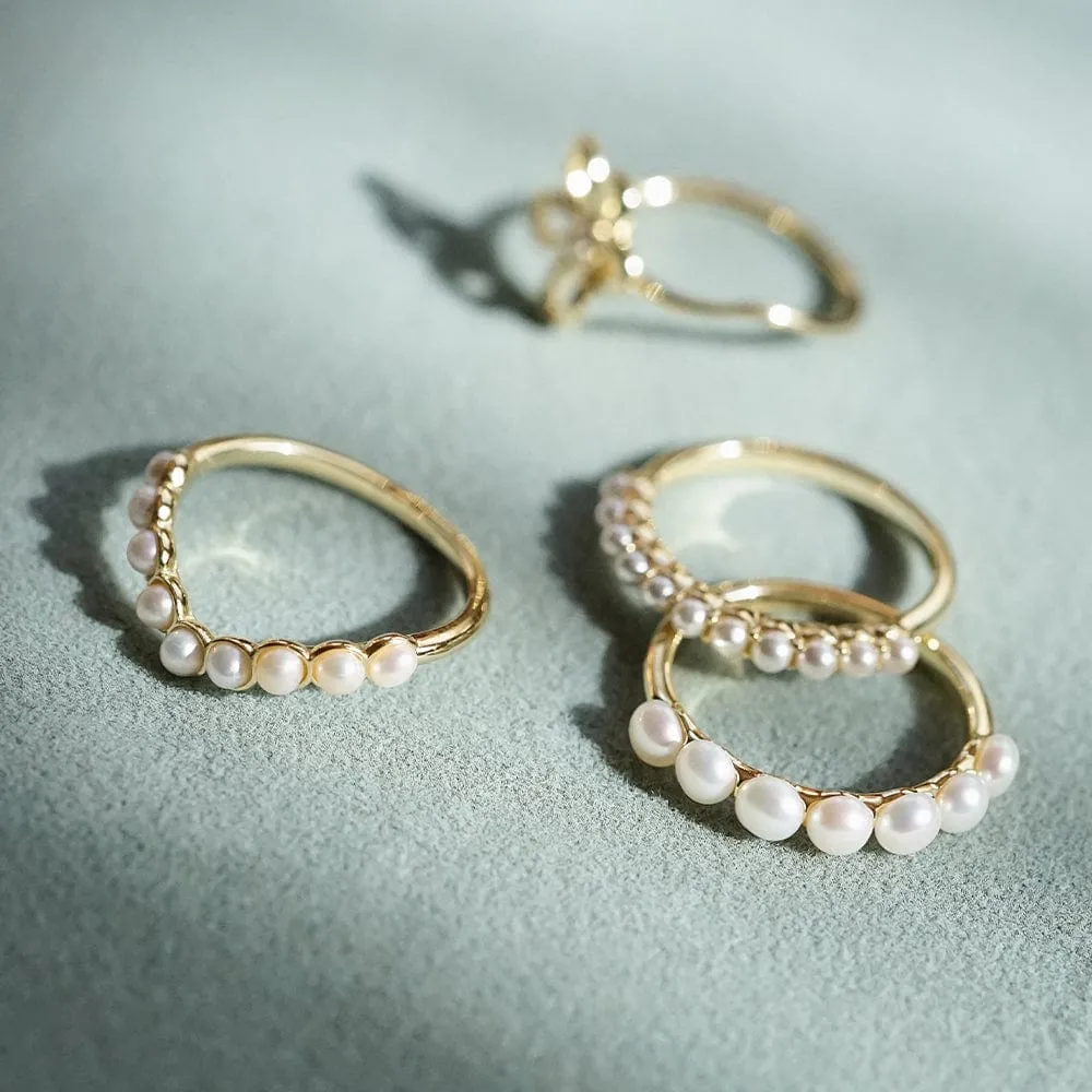 Pearl Wave Band Ring 18ct Gold Plate sold by Daisy Jewellery product image thumbnail 3