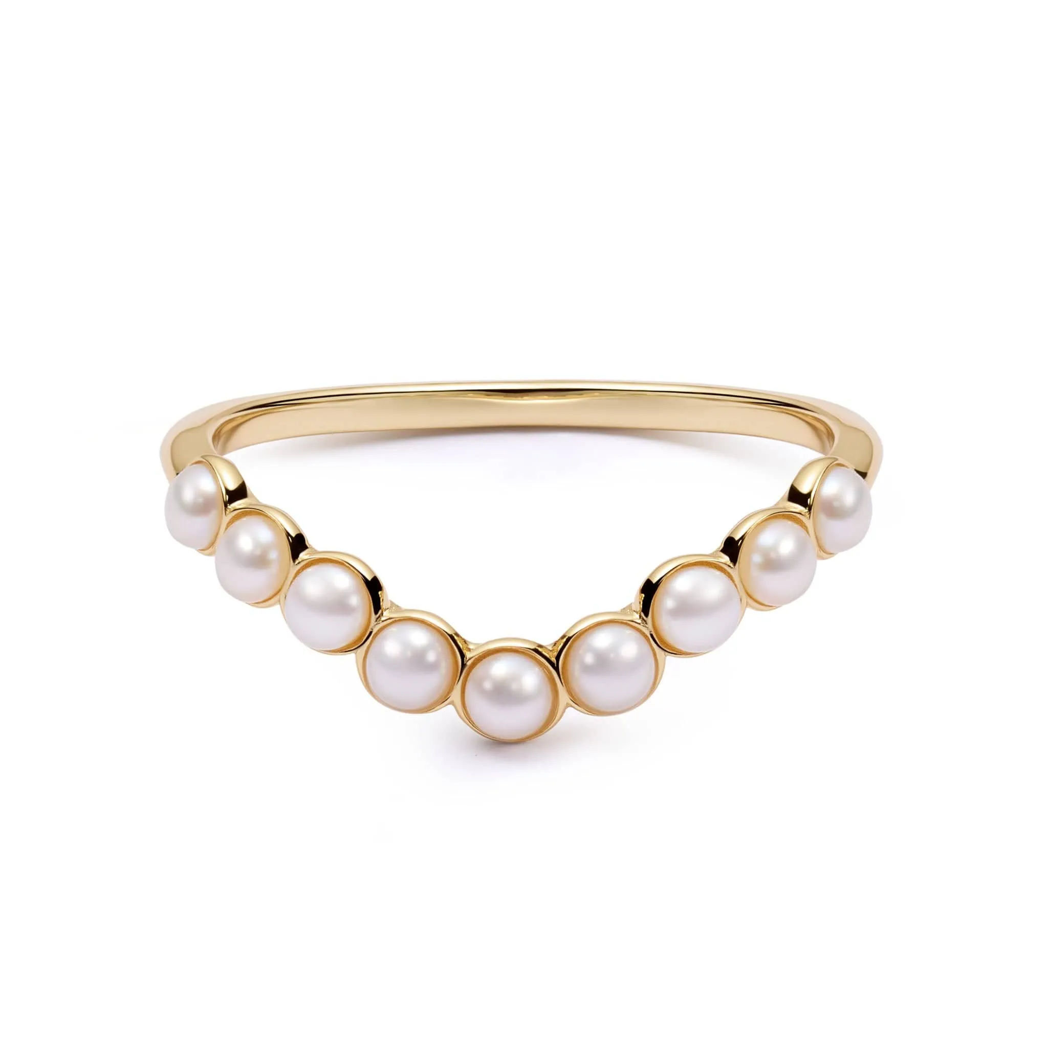 Pearl Wave Band Ring 18ct Gold Plate sold by Daisy Jewellery