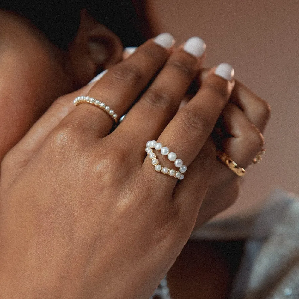 Pearl Wave Band Ring 18ct Gold Plate sold by Daisy Jewellery product image thumbnail 2