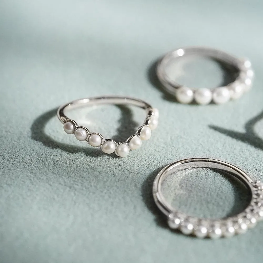 Pearl Wave Band Ring Sterling Silver sold by Daisy Jewellery product image thumbnail 3