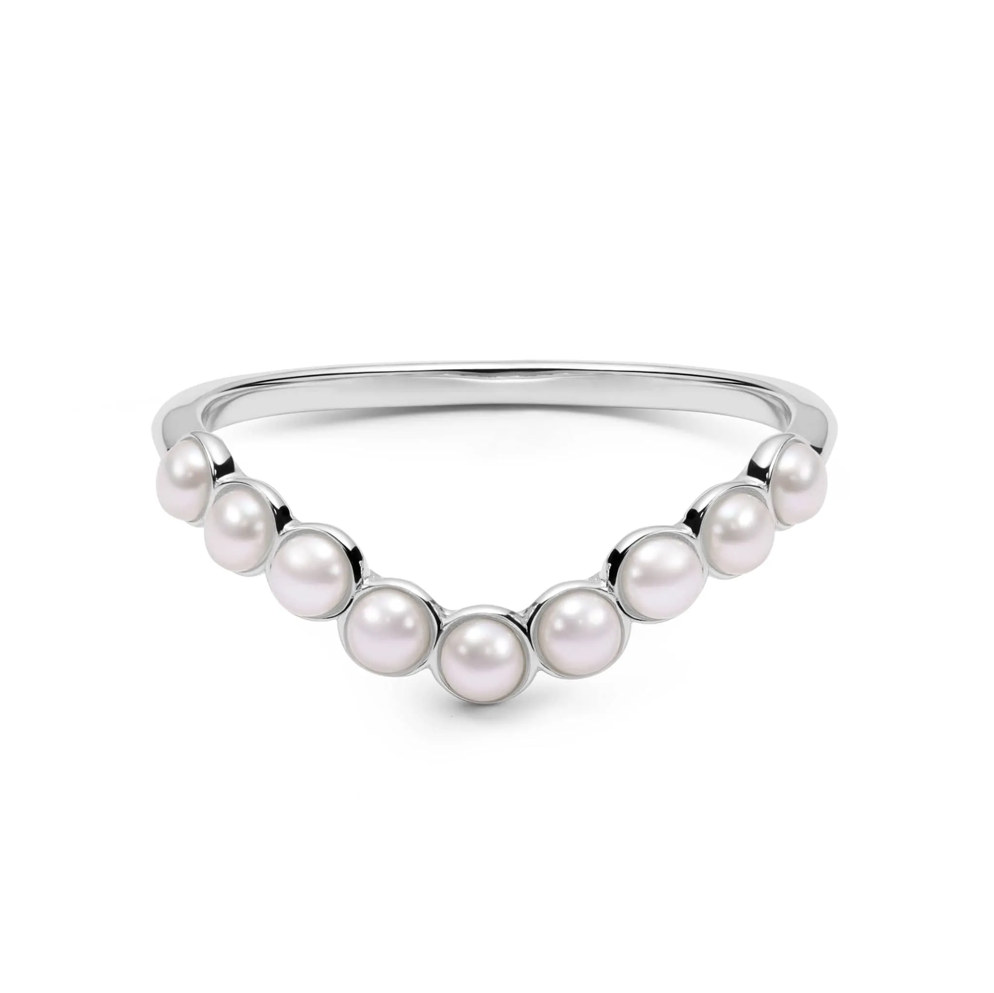 Pearl Wave Band Ring Sterling Silver sold by Daisy Jewellery
