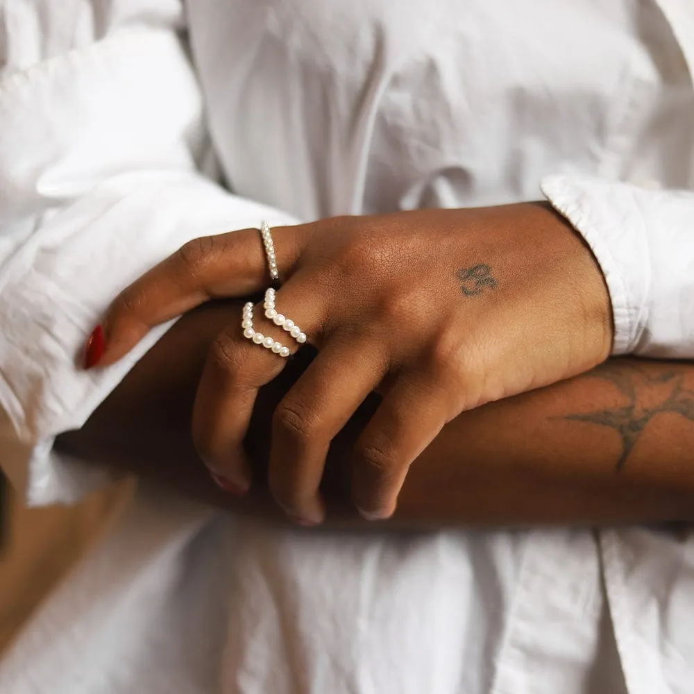 Pearl Wave Band Ring Sterling Silver sold by Daisy Jewellery product image thumbnail 2