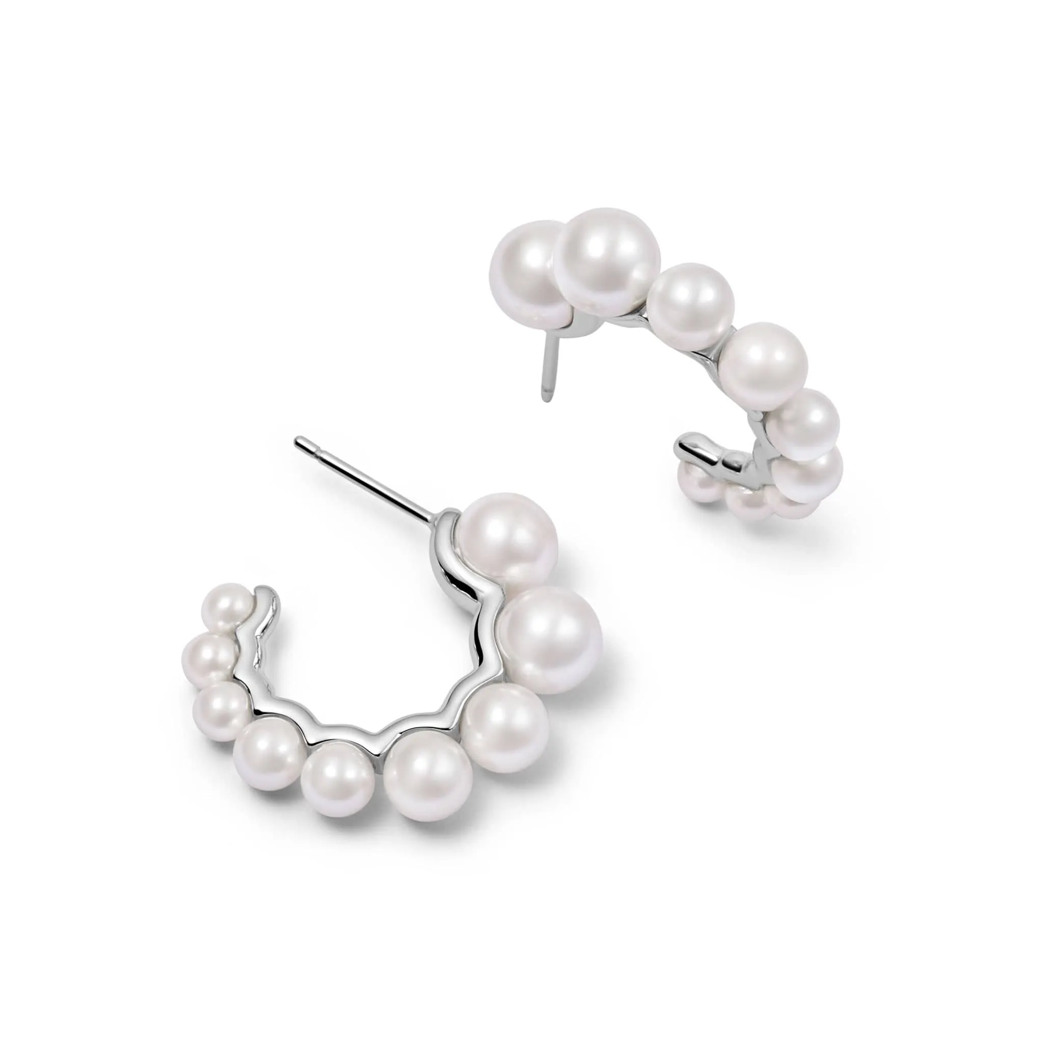 Chunky Pearl Hoop Earrings Sterling Silver sold by Daisy Jewellery
