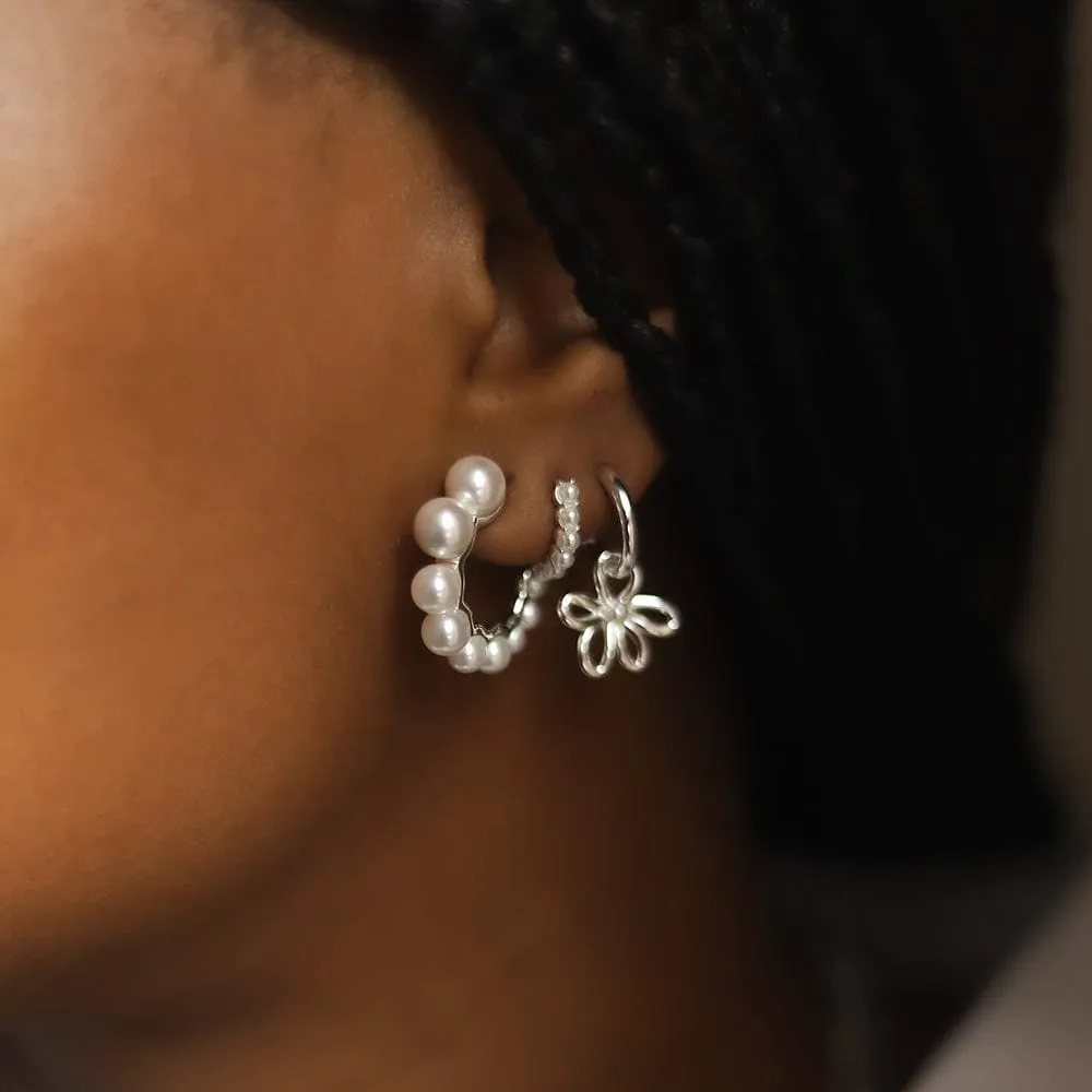 Chunky Pearl Hoop Earrings Sterling Silver sold by Daisy Jewellery product image thumbnail 3