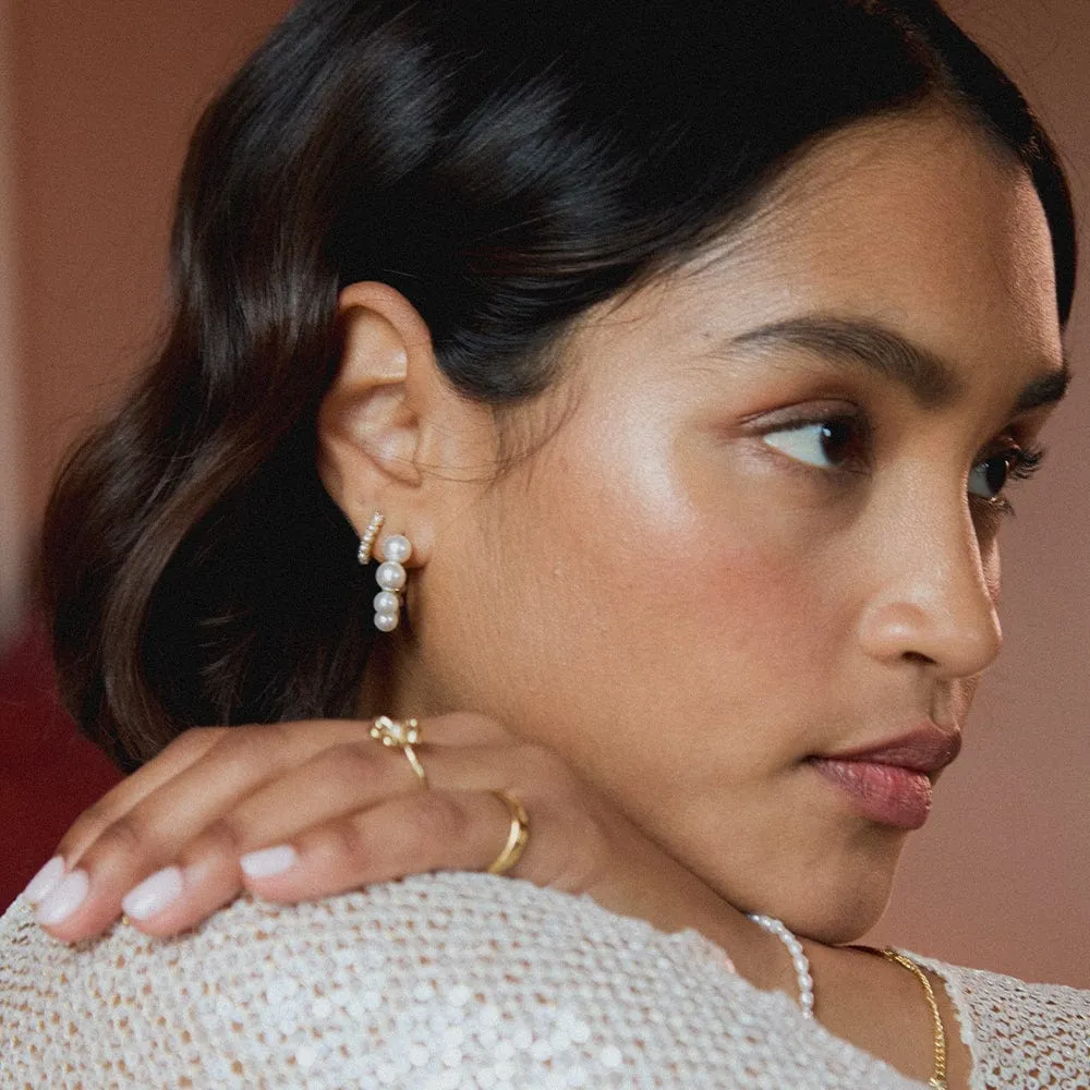 Pearl Mini Huggie Earrings 18ct Gold Plate sold by Daisy Jewellery product image thumbnail 4