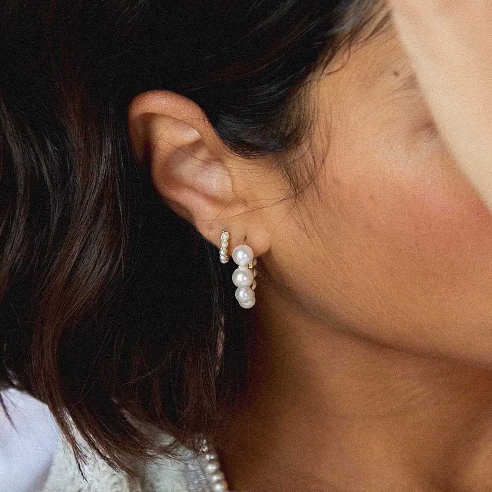 Pearl Mini Huggie Earrings 18ct Gold Plate sold by Daisy Jewellery product image thumbnail 2