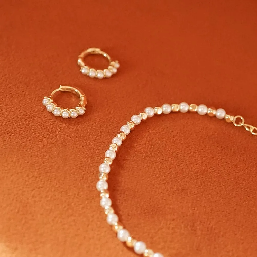 Pearl Mini Huggie Earrings 18ct Gold Plate sold by Daisy Jewellery product image thumbnail 3