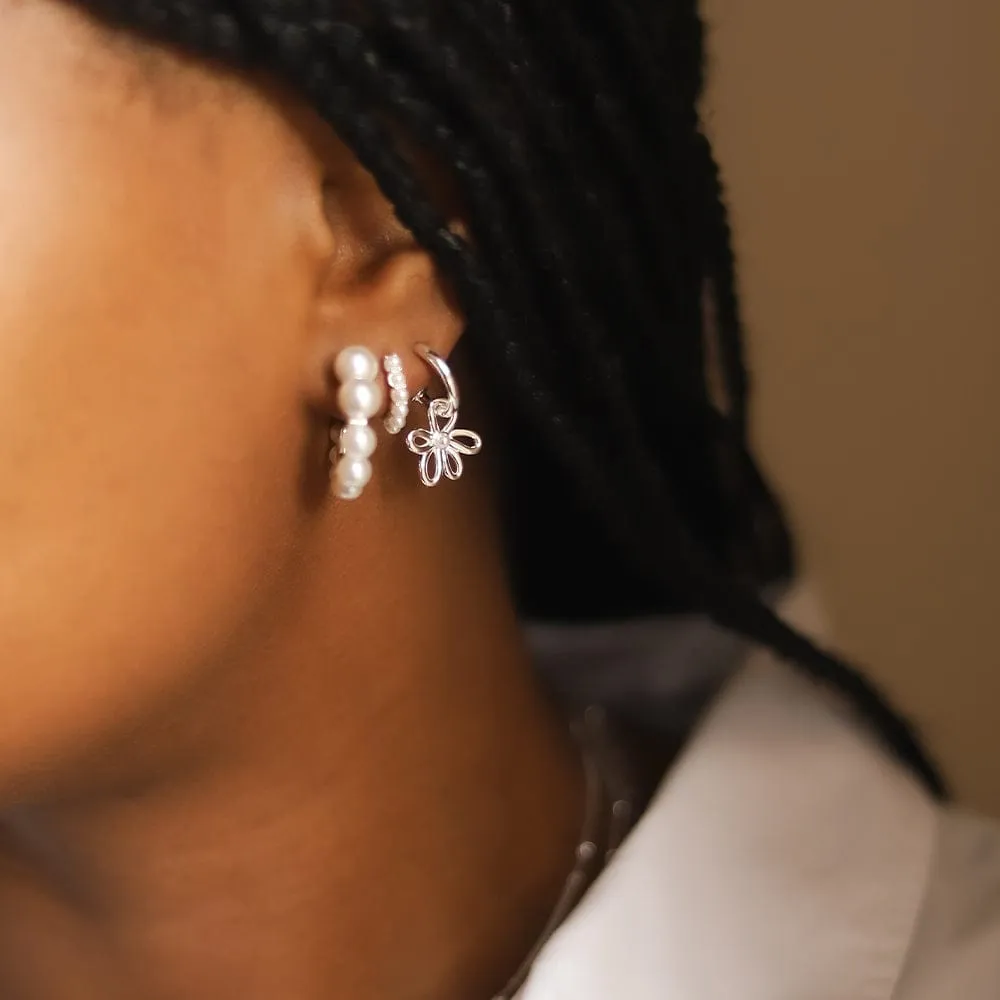 Pearl Mini Huggie Earrings Sterling Silver sold by Daisy Jewellery product image thumbnail 4