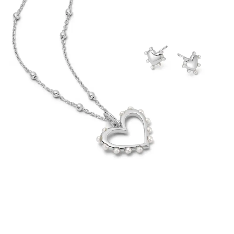 Pearl Heart Layering Set Sterling Silver sold by Daisy Jewellery