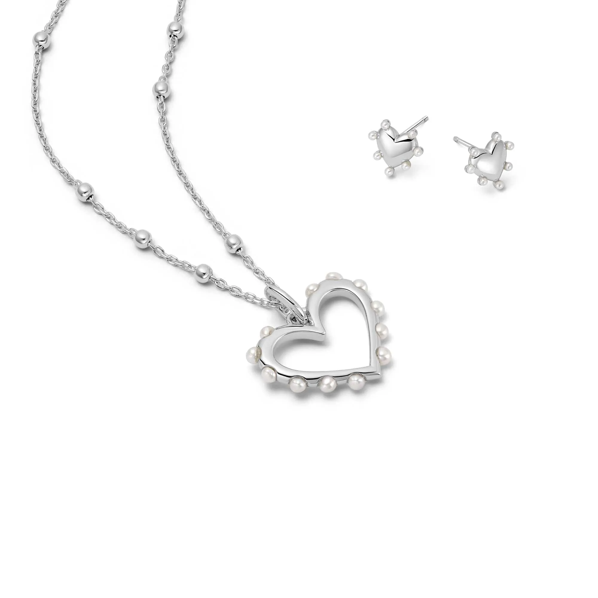 Pearl Heart Layering Set Sterling Silver sold by Daisy Jewellery