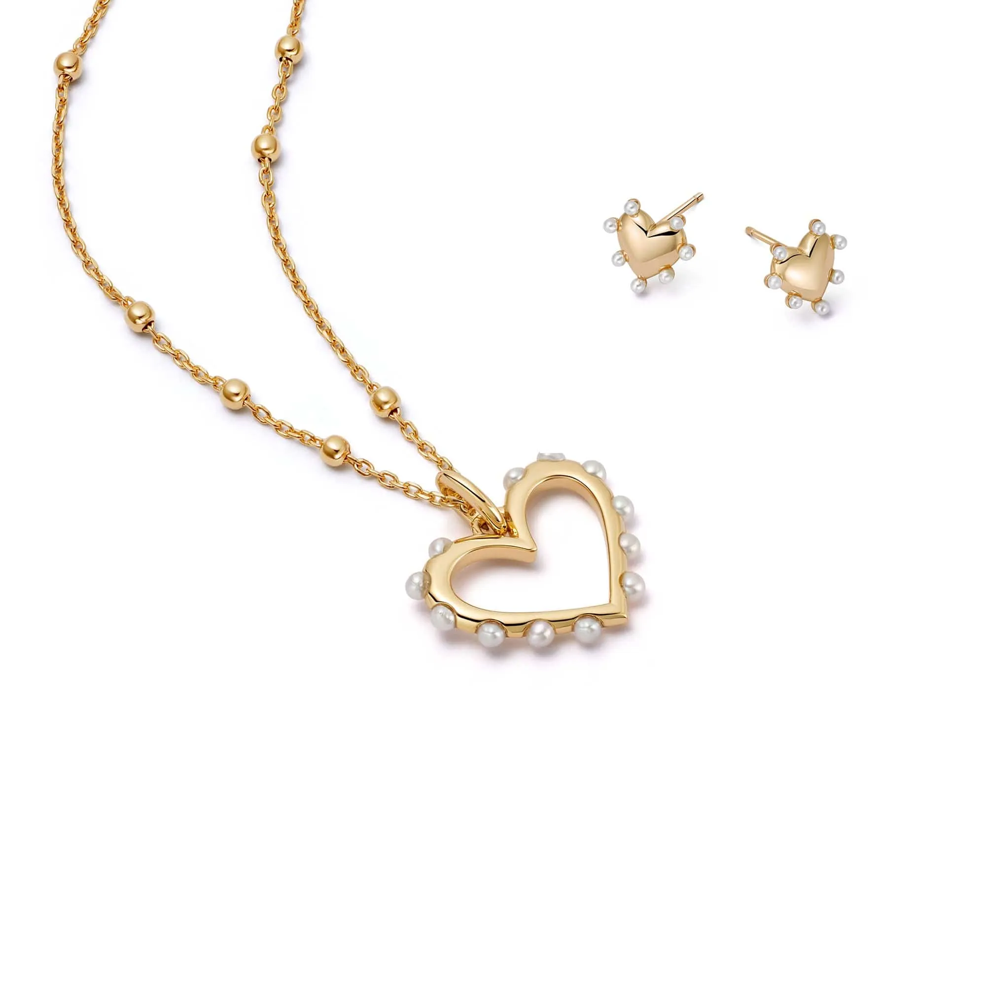 Pearl Heart Layering Set 18ct Gold Plate sold by Daisy Jewellery