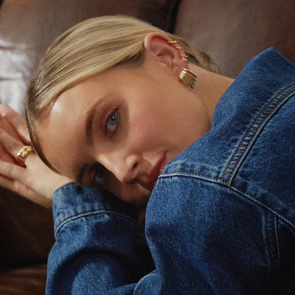 Polly Sayer Mini Wave Stud Earrings 18ct Gold Plate sold by Daisy Jewellery product image thumbnail 4