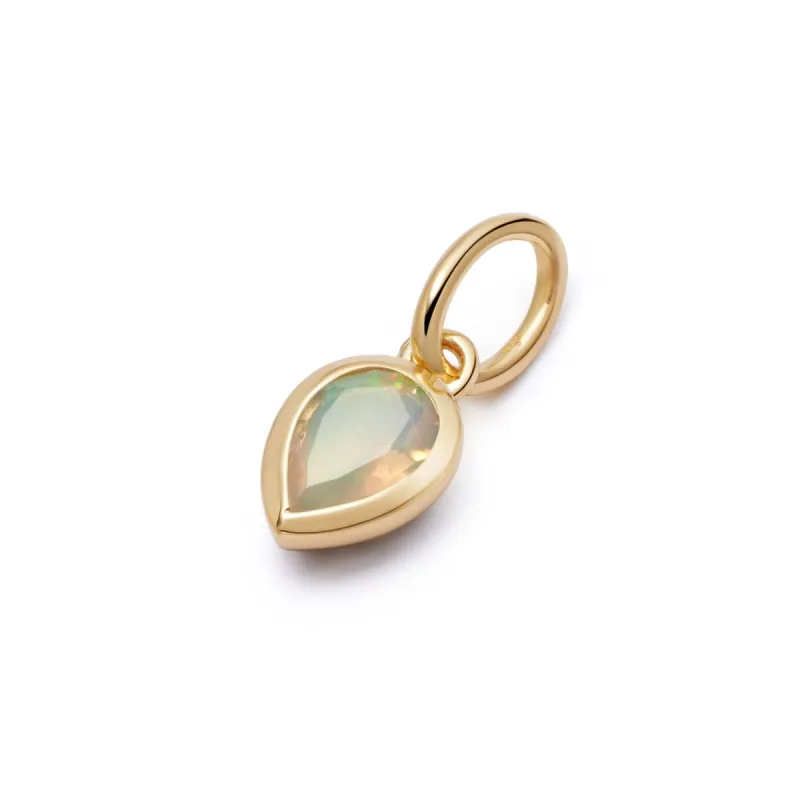 Opal October Birthstone Charm Pendant 18ct Gold Plate sold by Daisy Jewellery