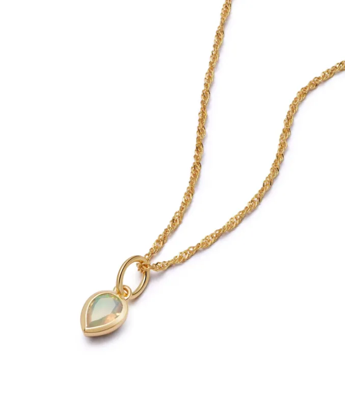Opal October Birthstone Charm Necklace 18ct Gold Plate sold by Daisy Jewellery