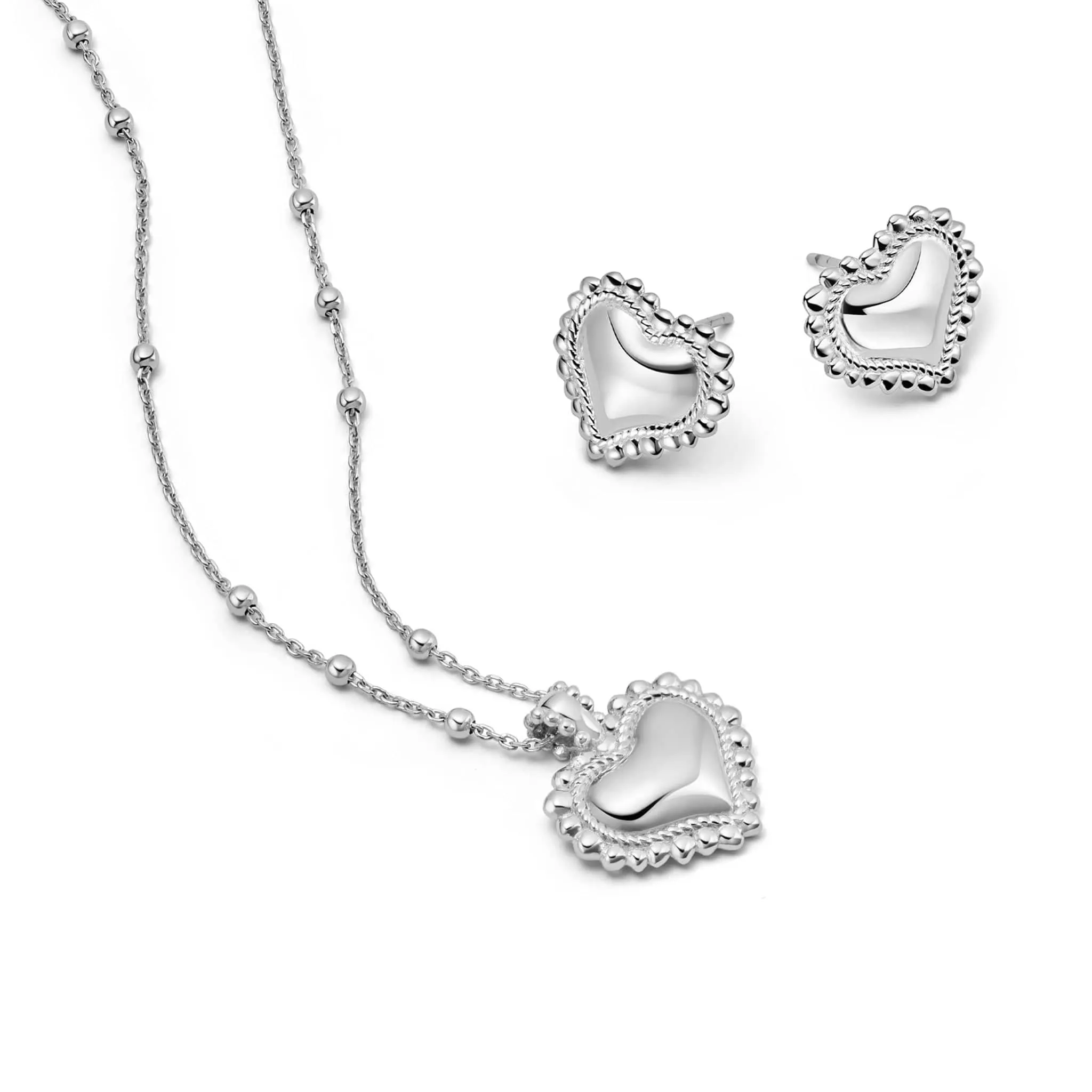 Bobble Heart Gift Set Sterling Silver sold by Daisy Jewellery