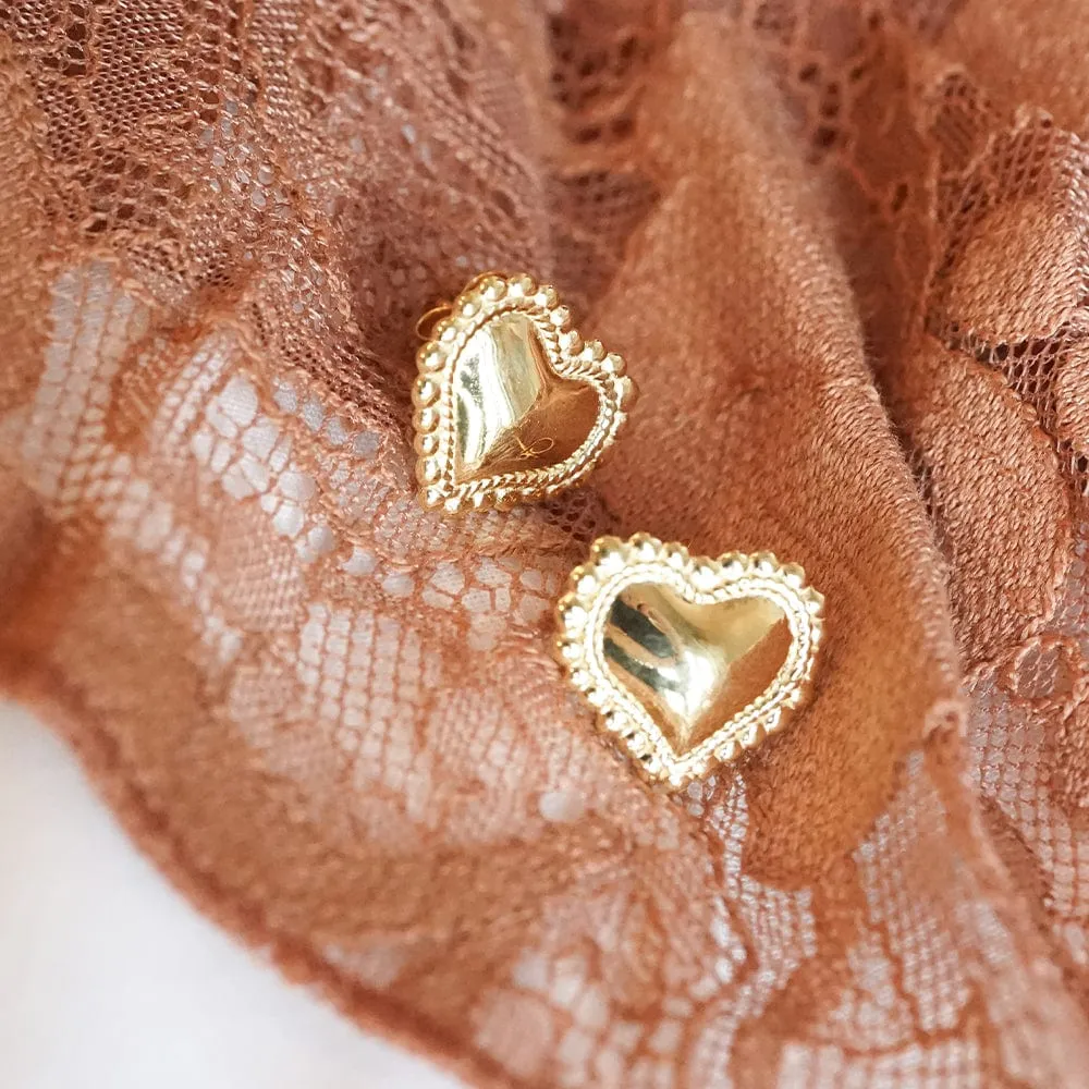 Bobble Heart Stud Earrings 18ct Gold Plate sold by Daisy Jewellery product image thumbnail 5