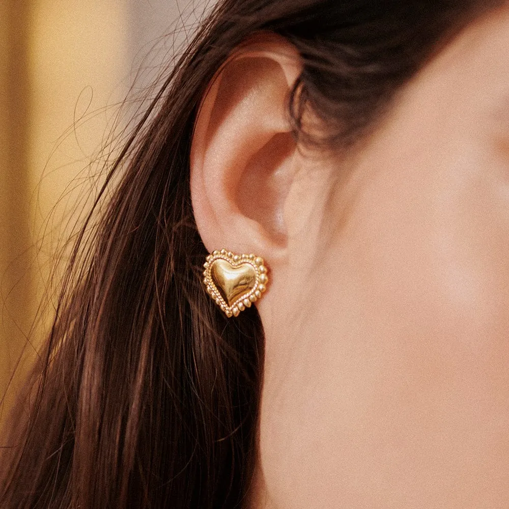 Bobble Heart Stud Earrings 18ct Gold Plate sold by Daisy Jewellery product image thumbnail 2