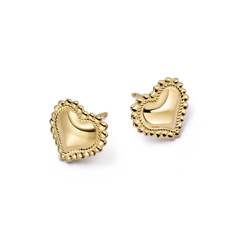 Bobble Heart Stud Earrings 18ct Gold Plate sold by Daisy Jewellery