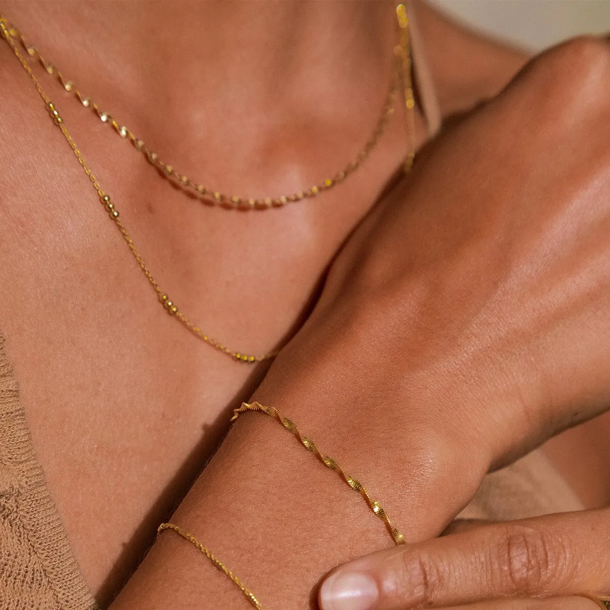 Helix Twisted Chain Layering Set 18ct Gold Plate sold by Daisy Jewellery product image thumbnail 5