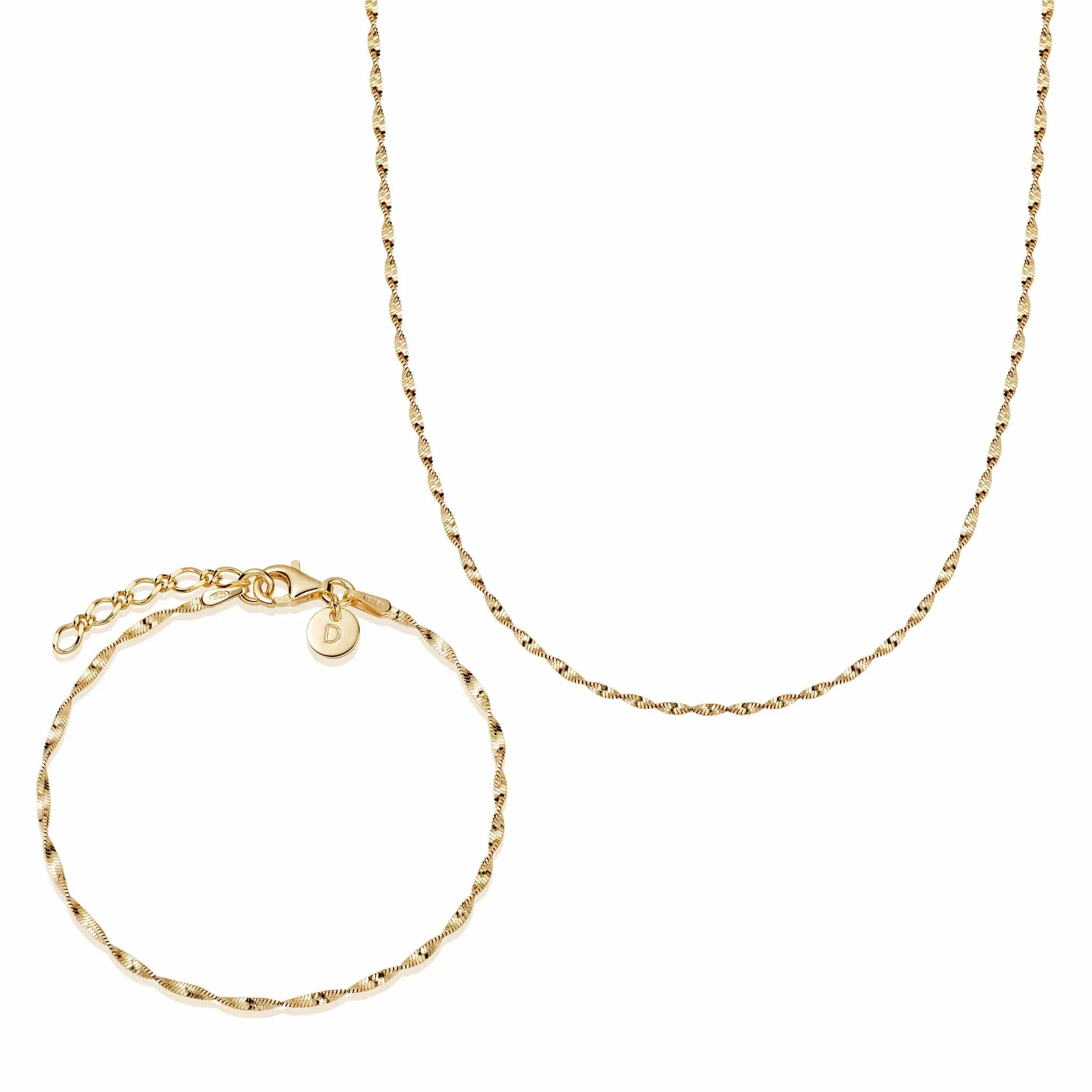 Helix Twisted Chain Layering Set 18ct Gold Plate sold by Daisy Jewellery