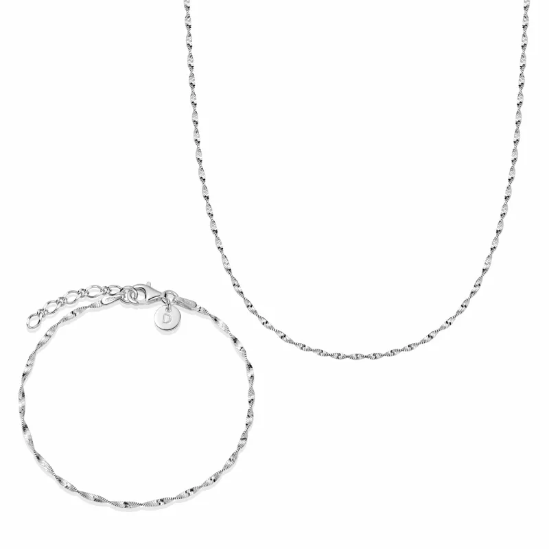Helix Twisted Chain Layering Set Sterling Silver sold by Daisy Jewellery