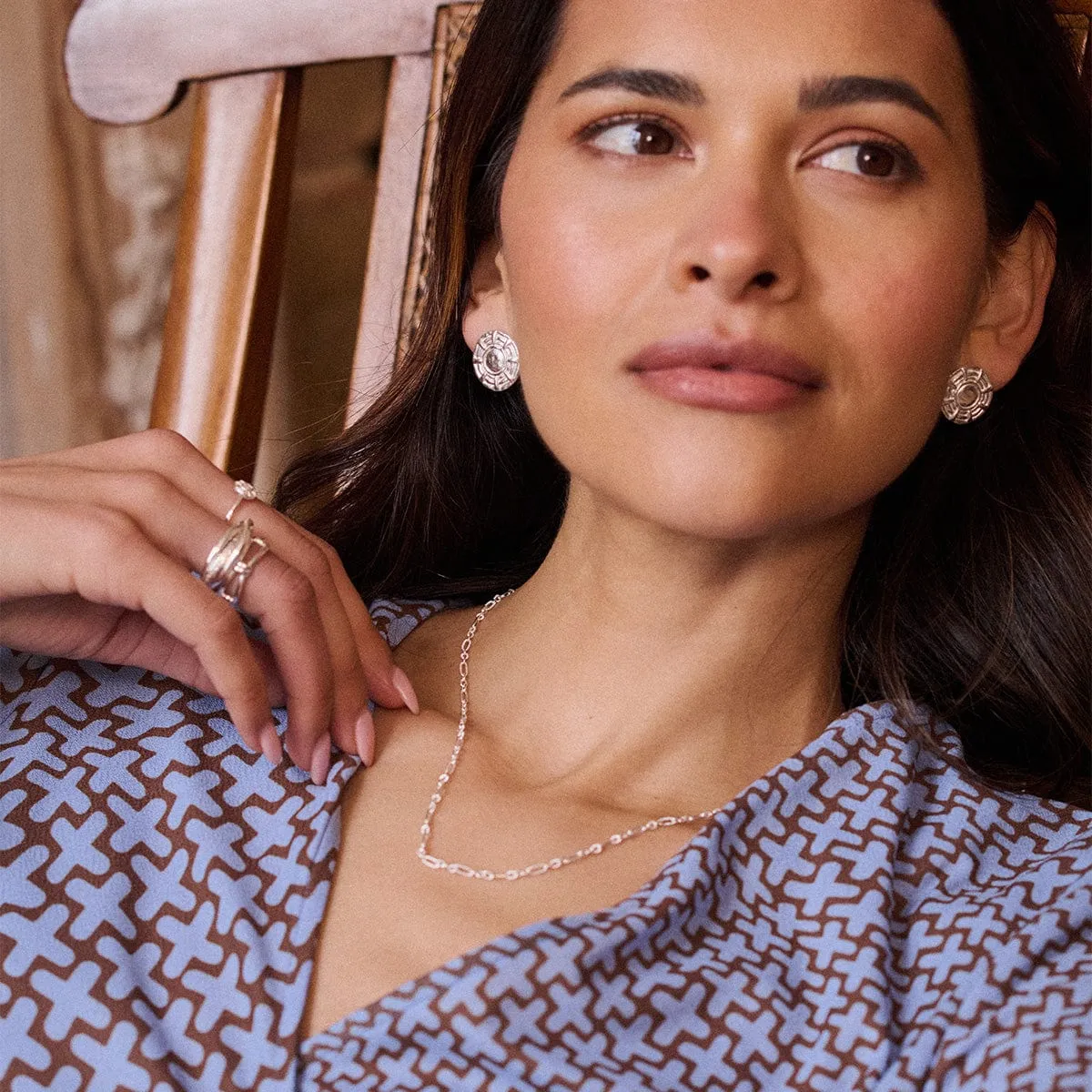 Apollo Oversized Stud Earrings Silver Plate sold by Daisy Jewellery product image thumbnail 4