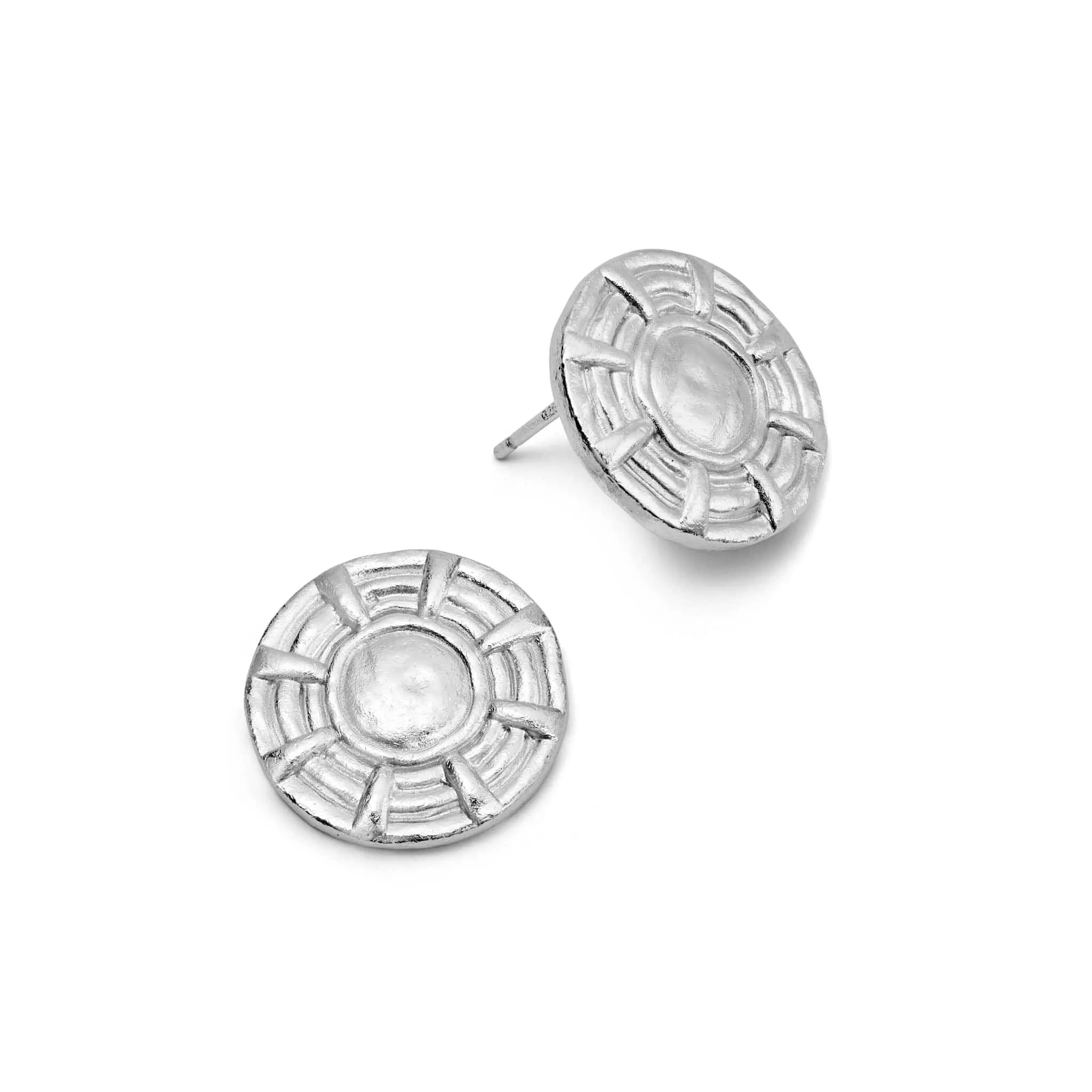 Apollo Oversized Stud Earrings Silver Plate sold by Daisy Jewellery