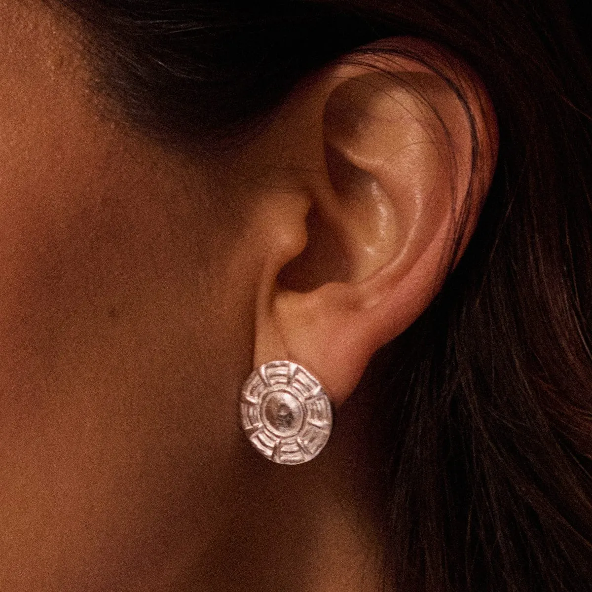 Apollo Oversized Stud Earrings Silver Plate sold by Daisy Jewellery product image thumbnail 2