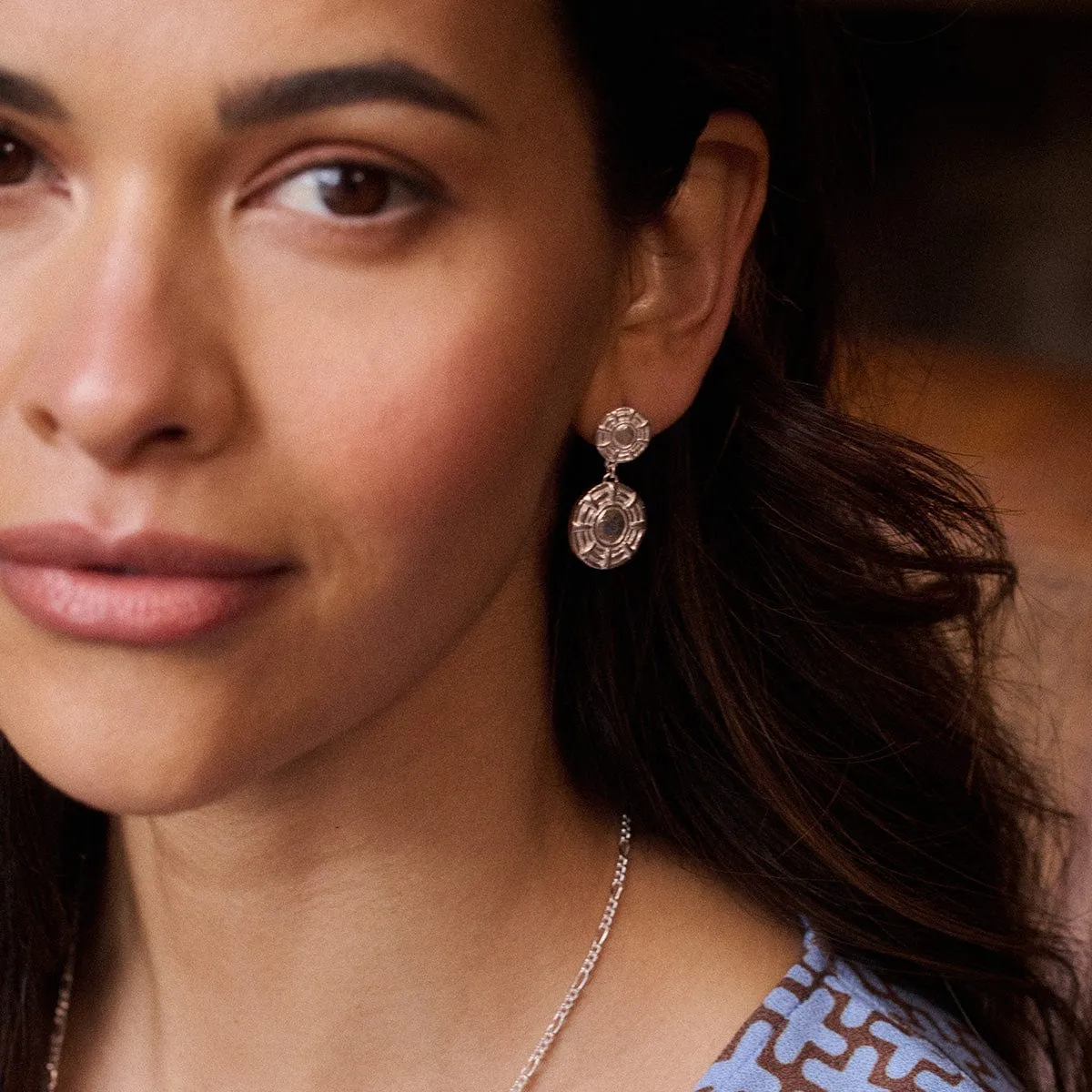 Apollo Double Drop Earrings Silver Plate sold by Daisy Jewellery product image thumbnail 4