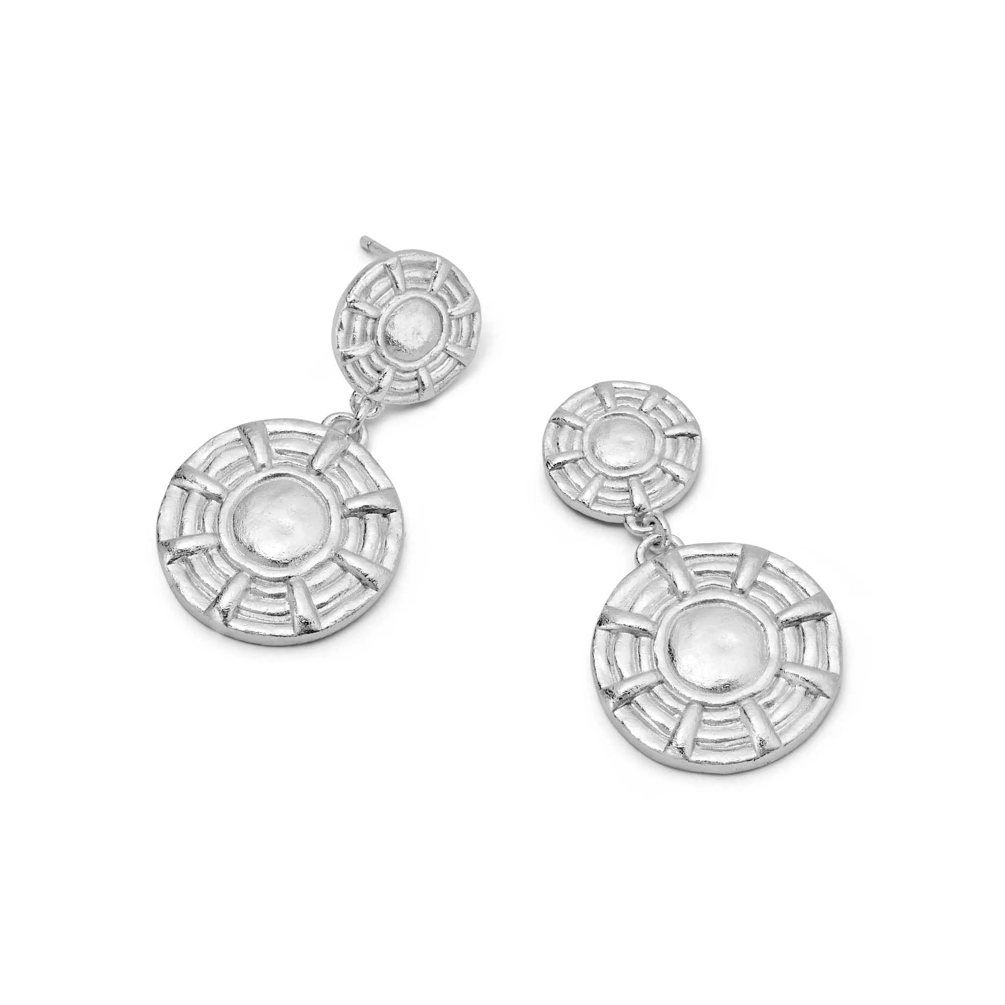 Apollo Double Drop Earrings Silver Plate sold by Daisy Jewellery